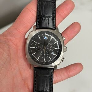 BMW Silver Dial Black Leather Men's Watch